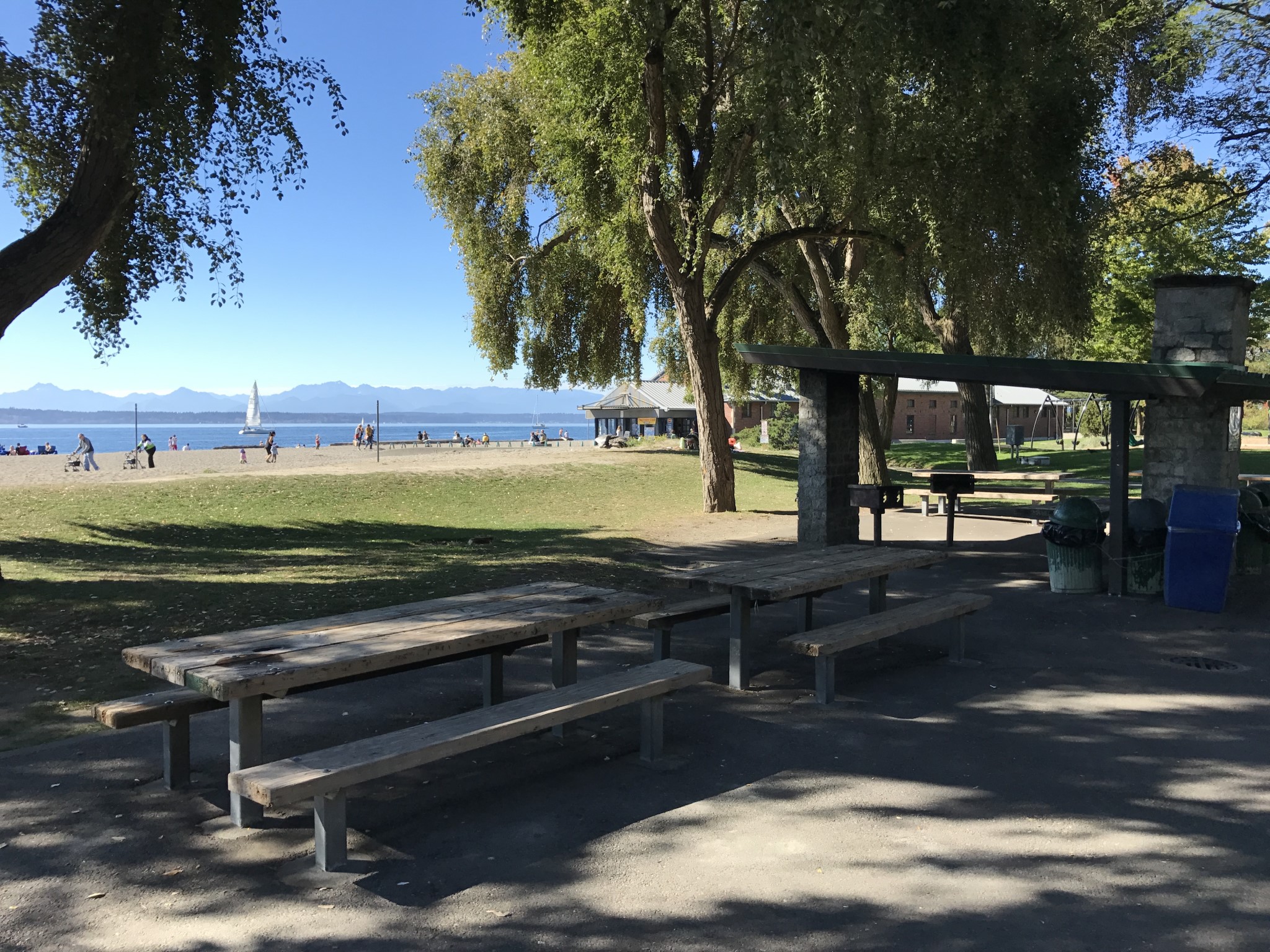 Picnic table and shelter at the beach